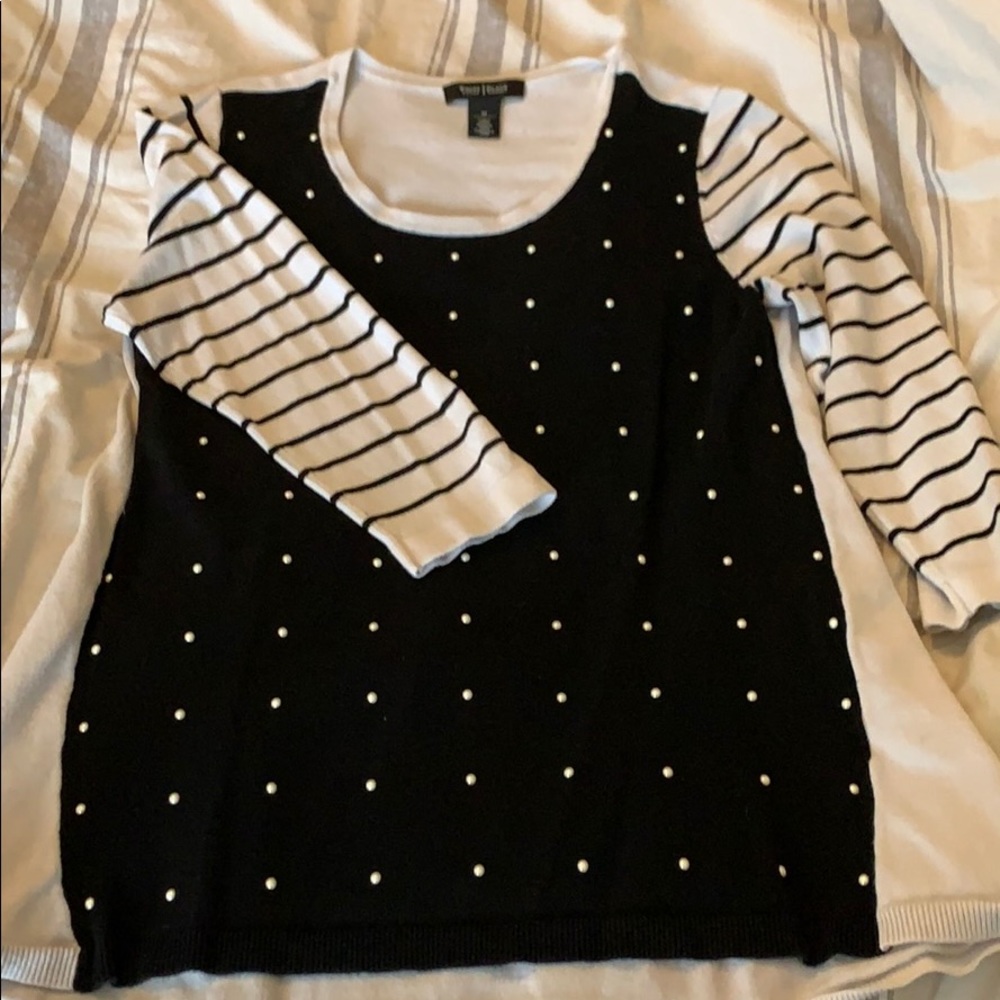 WHBM sweater with pearl accents